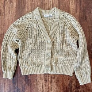 Noisy may Beige Knit Cropped Cardigan